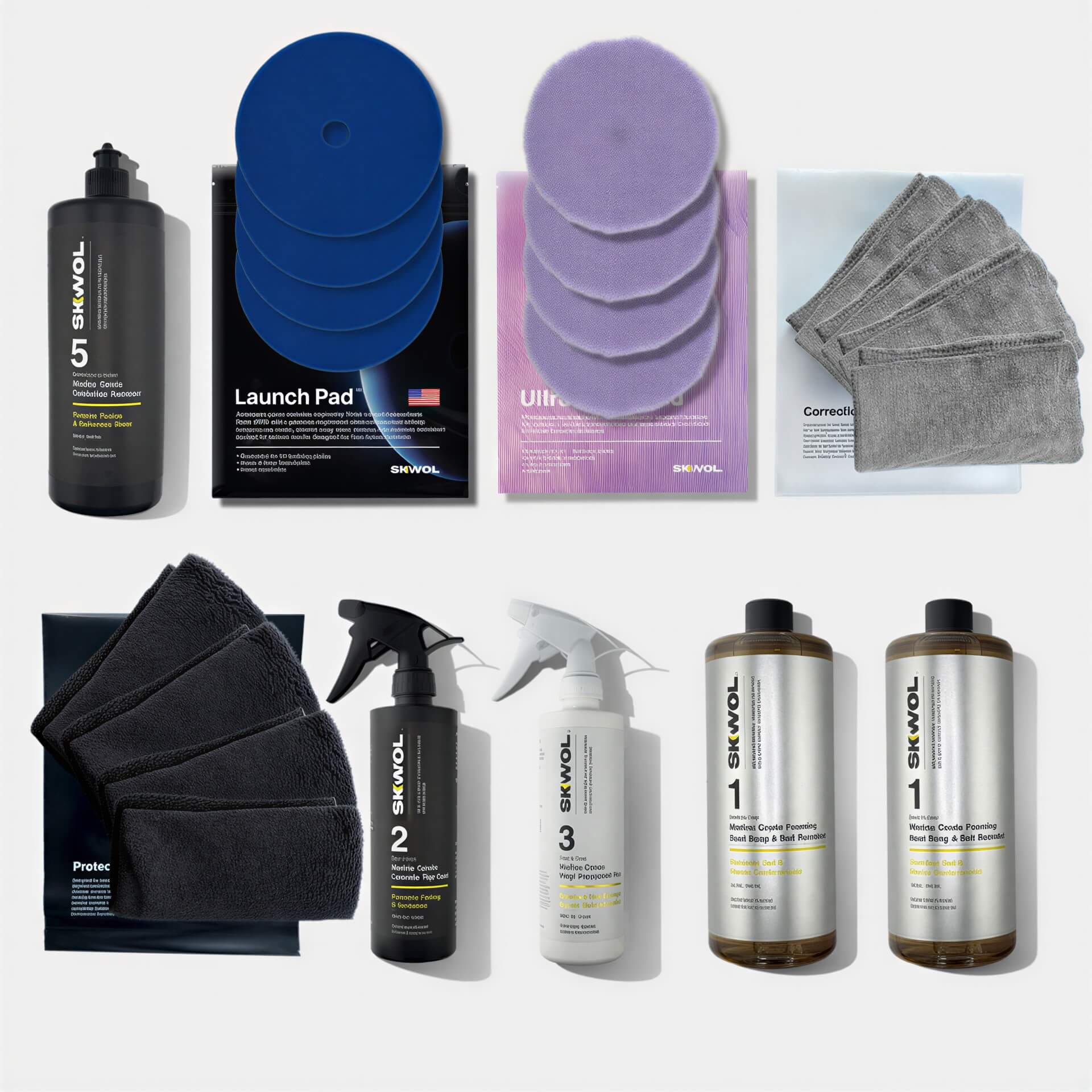 Complete boat detailing kit with oxidation remover ceramic sealant boat soap polishing pads and microfiber towels