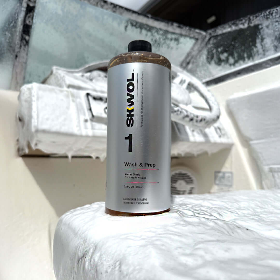 SKWOL™ Wash & Prep boat soap generates thick, powerful suds that dissolve dirt, salt, and grime while maintaining your boat’s protective finish.