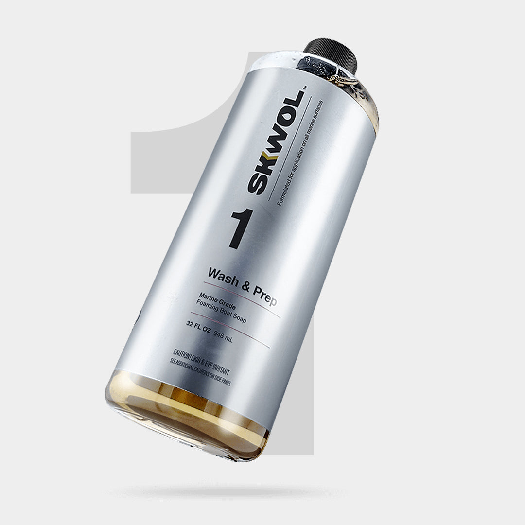 Marine boat detailing kit including foaming boat soap ceramic top coat sealant vinyl protectant and spot cleaner