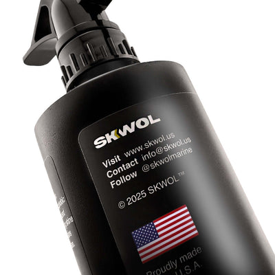 Boat ceramic protection spray creating a smooth hydrophobic surface on fiberglass gelcoat