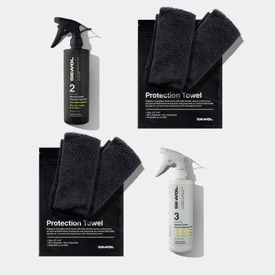 Boat ceramic coating kit with ceramic top coat sealant vinyl protectant and microfiber detailing towels