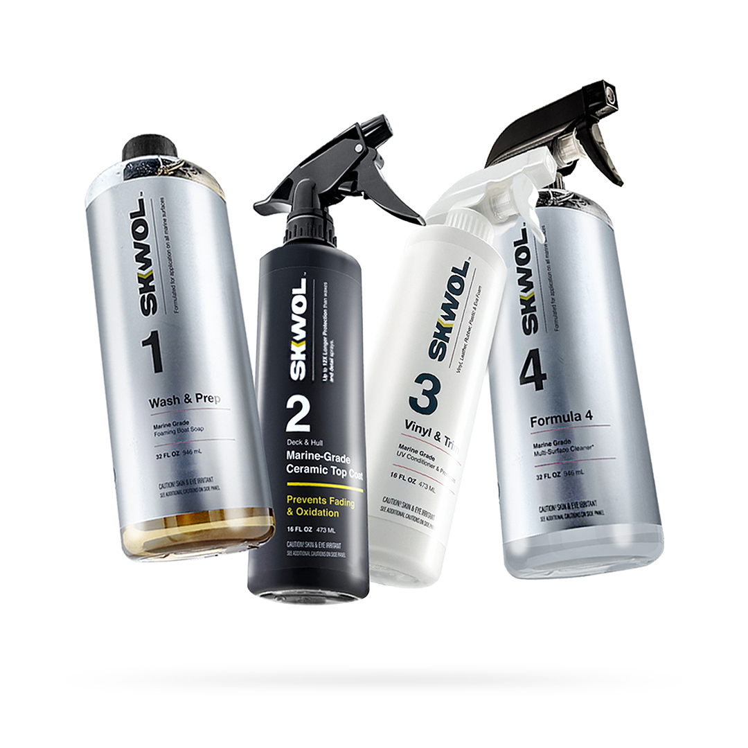 SKWOL™ Boat Cleaning Pro Kit with premium marine-grade formulas for washing, protecting, and restoring boats. Includes foam soap, ceramic spray, and more.