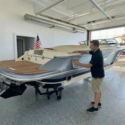 500GSM plush microfiber detailing towel for boat gelcoat surface prep and ceramic coating application